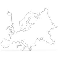 Continuous line drawing of map Europe vector line art illustration