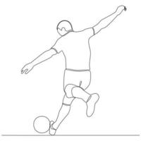 Continuous Line Drawing Football Player Vector Line Art Illustration