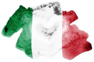 Italy flag is depicted in liquid watercolor style isolated on white background photo