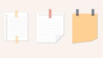 set of pieces of note paper vector