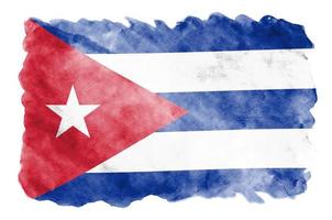 Cuba flag is depicted in liquid watercolor style isolated on white background photo