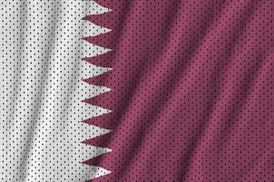 Qatar flag printed on a polyester nylon sportswear mesh fabric w photo