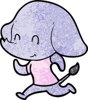 Retro grunge texture cartoon cute elephant vector