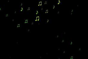 Dark Green vector texture with musical notes.