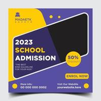 Back to school admission social media post banner template design vector