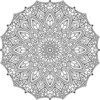 Decorative monochrome ethnic mandala pattern coloring book page for adults vector