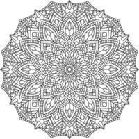 Decorative monochrome ethnic mandala pattern coloring book page for adults vector