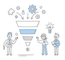 Business funnel concept, people and sales funnel vector
