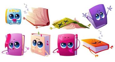 Cute books characters with bookmarks and faces vector