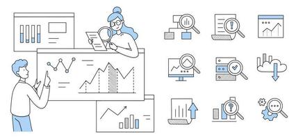 People Analysing Stats and Data in Visual Form Stock Vector - Illustration  of attracting, documentation: 173854319