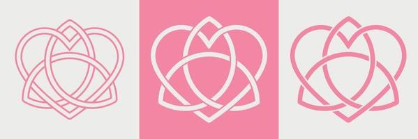 línea de emblema de nudo de amor, sombra, silueta. talismán para matrimonio feliz, relaciones fuertes. símbolo del día de san valentín. ilustración vectorial vector