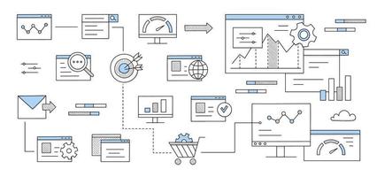 seo, infografía de optimización de motores de búsqueda vector