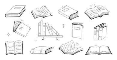 Sketches of literature, open and closed books vector