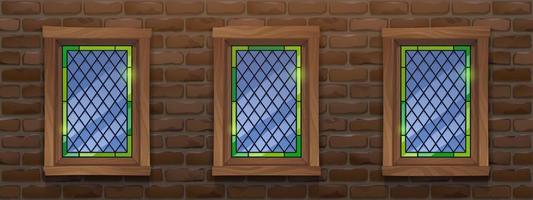 Windows, stained glass with diamond pattern design vector