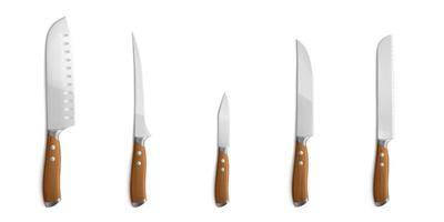cuchillos de chef, utensilios de cocina con hojas de acero vector