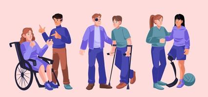 People with diverse physical disabilities vector
