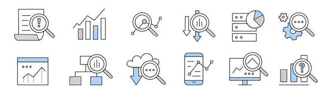 Data analysis icons, analytics research vector