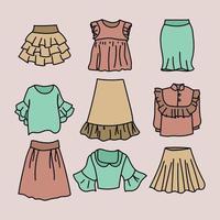 Colorful Set of Clothes with Frills vector