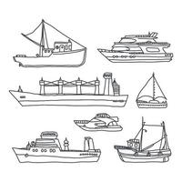 conjunto de grandes barcos vector