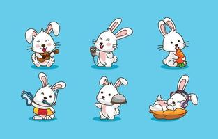 Cute Rabbit Icon Set vector