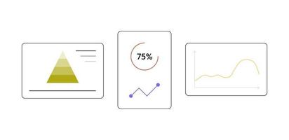 Business data analysis and effective management analyzing information, graphs flat vector illustration.