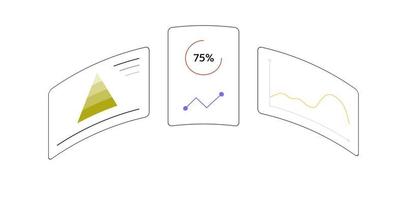 Business data analysis and effective management analyzing information, graphs flat vector illustration.