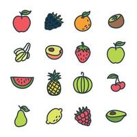 Outlined Colorful Fruits vector