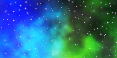 Light Blue, Green vector background with small and big stars.