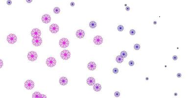 plantilla de doodle de vector púrpura claro con flores.