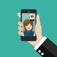 Man and woman make a video call in business vector