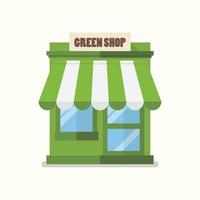 Green shop store flat icon vector
