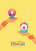 cartel colorido del festival hindú feliz diwali vector