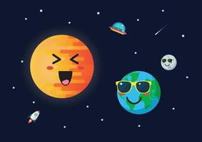 Planet earth wearing sunglasses againts sun character vector