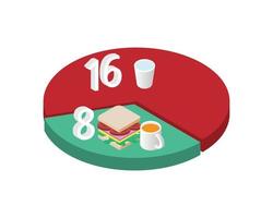 Intermittent Fasting or IF plan of 16-8 diet method vector