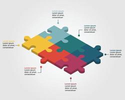 jigsaw graph chart template for infographic for presentation for 6 element vector