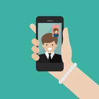 Man and woman make a video call in business vector