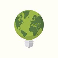 Earth globe lightbulb icon flat design vector