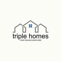 línea de forma simple y única casa triple casas imagen icono gráfico diseño de logotipo concepto abstracto vector stock. se puede utilizar como símbolo relacionado con la propiedad o la vida