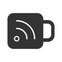 icono blanco y negro taza de alimentación rss vector