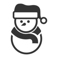 icono blanco y negro muñeco de nieve vector