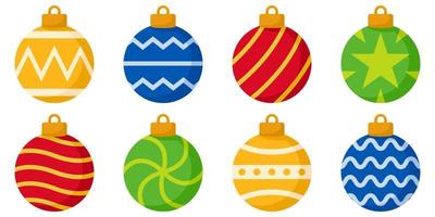 conjunto de bolas de navidad en estilo plano aislado vector