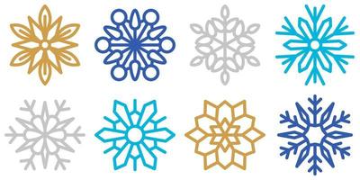 Set of Snowflake in flat style isolated vector
