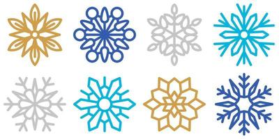 Set of Snowflake in flat style isolated vector