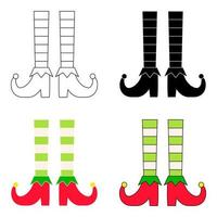 Set of Elf feet in flat style isolated vector