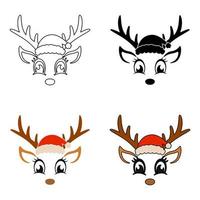 Set of Reindeer Face in flat style isolated vector