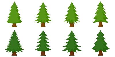 Set of Christmas Tree in flat style isolated vector