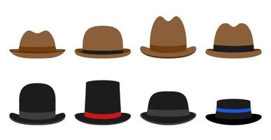 Set of Hat in flat style isolated vector