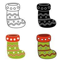 Set of christmas sock in flat style isolated vector