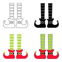 Set of Elf feet in flat style isolated vector