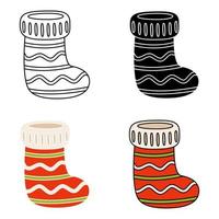 Set of christmas sock in flat style isolated vector